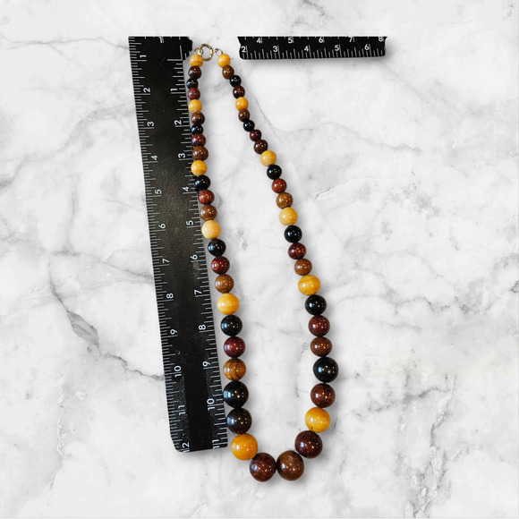 Brown Tone Beaded Necklace Earth Tones Casual Layer Boho Chic - Picture 6 of 7